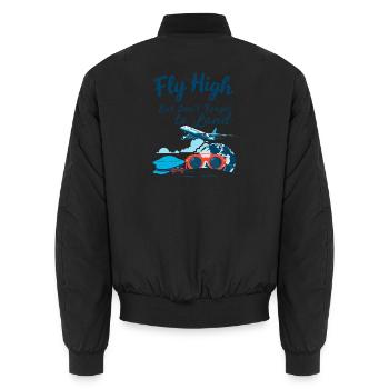 Fly high but don't forget to land - Bomber unisexe - noir - Dos - AI Model Male 185 light (185cm)