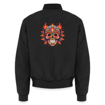 Crâne coloré Crâne avec flammes - Bomber unisexe - noir - Dos - AI Model Male 185 light (185cm)