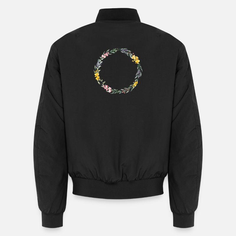 Bunter Kranz- personalisierbar - Unisex Bomberjacke - Schwarz