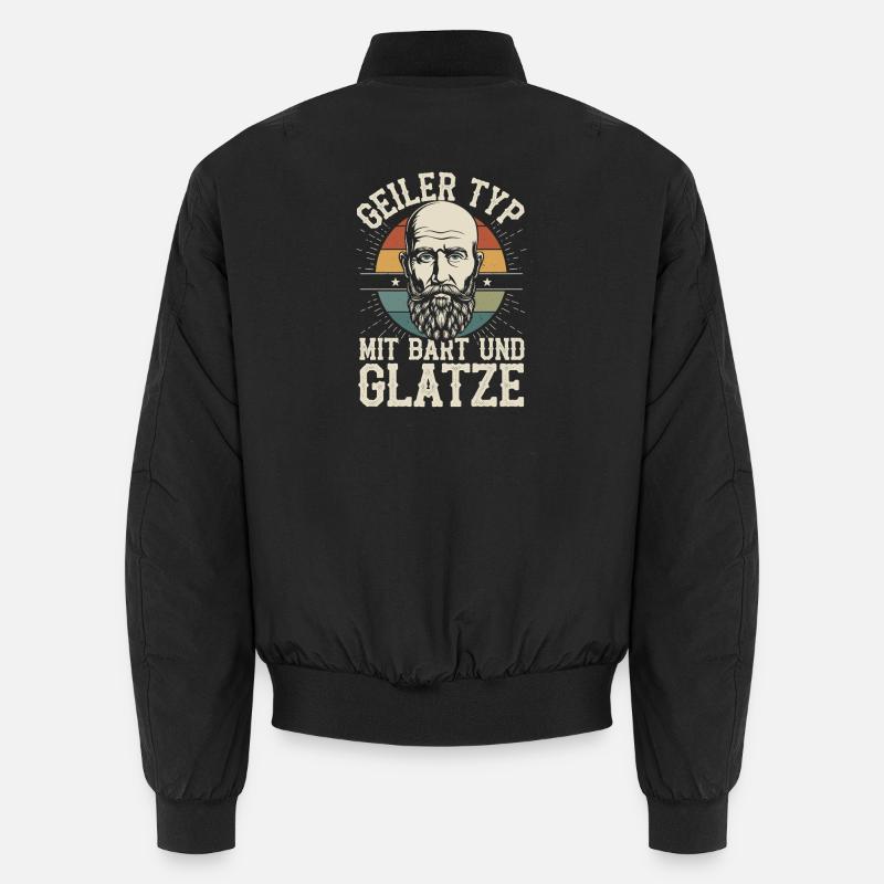 Geiler Typ Mit Bart & Glatze Glatzkopf Bartträger Unisex Bomberjacke