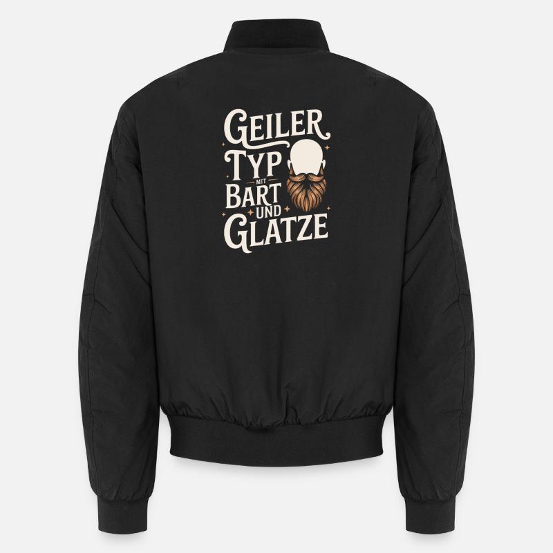 Geiler Typ Mit Bart & Glatze Glatzkopf Bartträger Unisex Bomberjacke