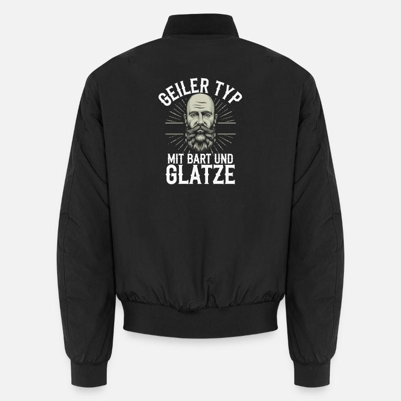 guy with beard & bald head beard wearer Unisex Bomber Jacket