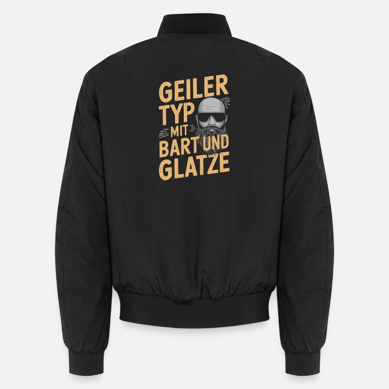Geiler Typ Mit Bart & Glatze Glatzkopf Bartträger Unisex Bomberjacke