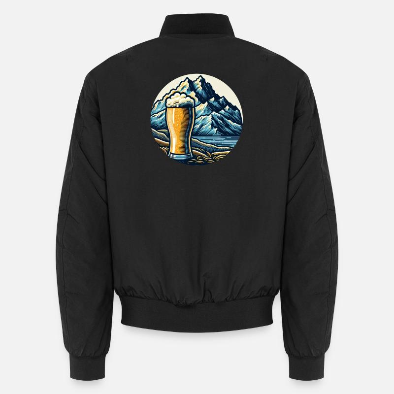 Gebirgs-Bierlandschaft Illustration - Unisex Bomberjacke - Schwarz