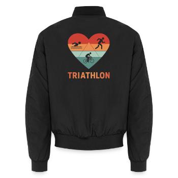 Ich liebe Triathlon-Geschenk für einen Triathleten - Unisex Bomberjacke - Schwarz - Hinten - AI Model Male 185 light (185cm)