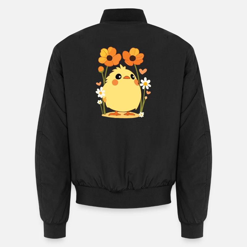 Chick, Spring, Flowers, Summer, Easter, Garden - Unisex Bomber Jacket - black