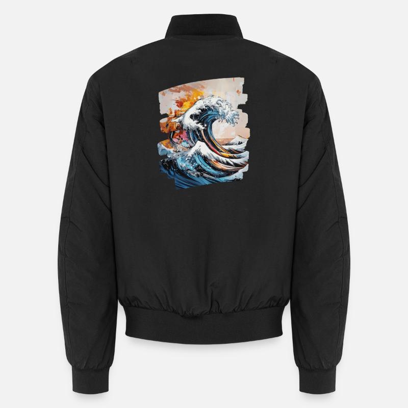 Waves and sea - Unisex Bomber Jacket - black