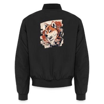Shiba Inu - Unisex Bomber Jacket - black - Back - AI Model Male 185 light (185cm)