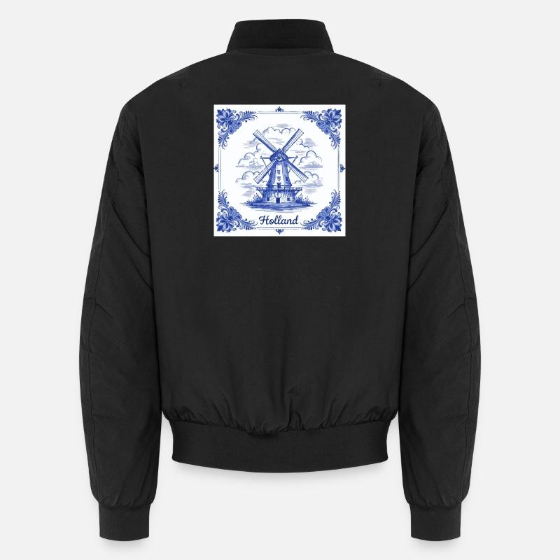 Delfter blauer Windmühlenkachel Unisex Bomberjacke