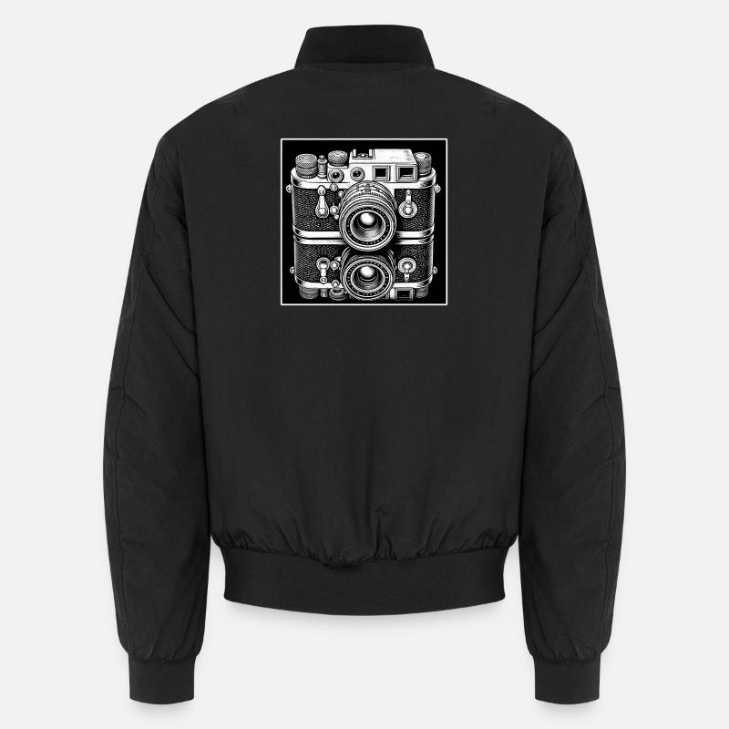 Vintage Camera Engraving Style Unisex Bomber Jacket