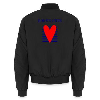 FÊTE DES MÈRES. COEUR. BONNE FÊTE. MAMAN - Bomber unisexe - noir - Dos - AI Model Male 185 light (185cm)