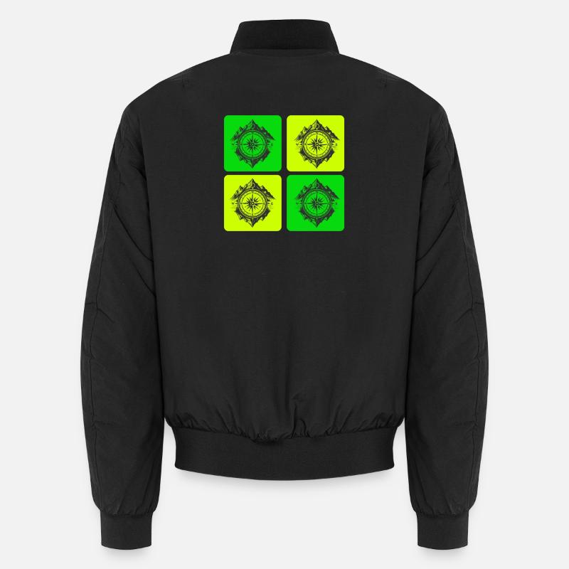 Compass & Mountains – Outdoor Vibes - Unisex Bomber Jacket - black