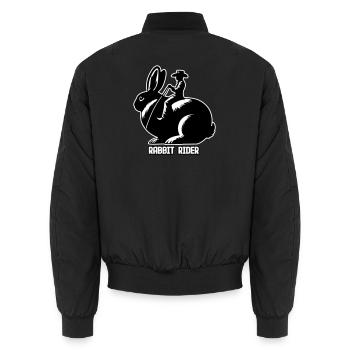 Rabbit Rider (texte léger - avec contour, 3 couleurs) - Bomber unisexe - noir - Dos - AI Model Male 185 light (185cm)