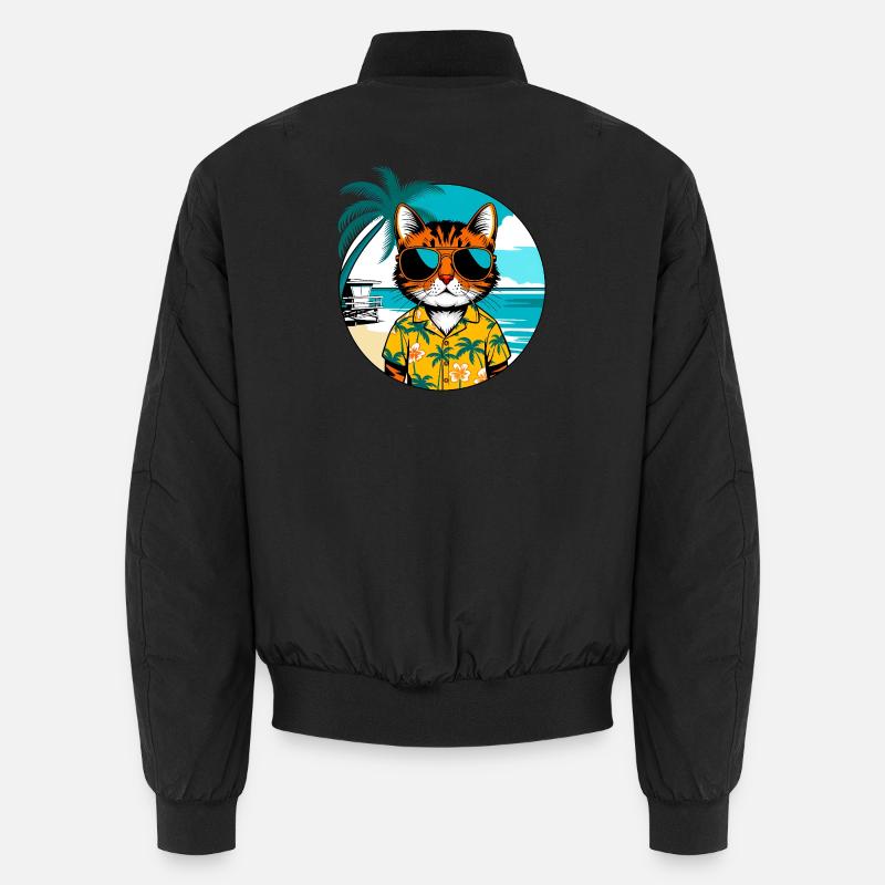 Katze am Strand - Unisex Bomberjacke - Schwarz