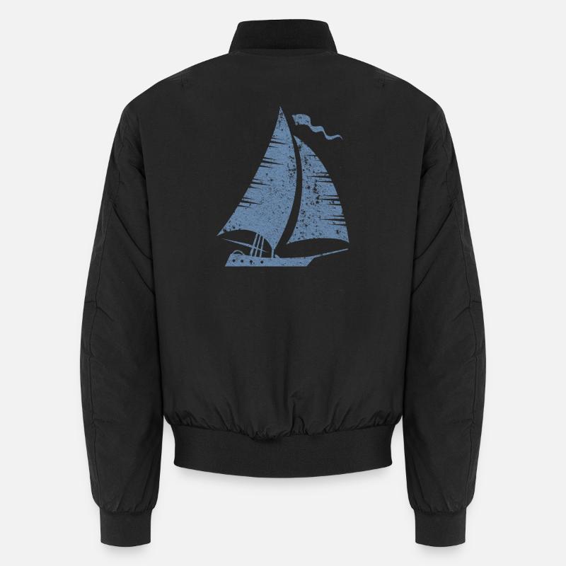 Segelboot Silhouette Minimalistisch Grunge Unisex Bomberjacke