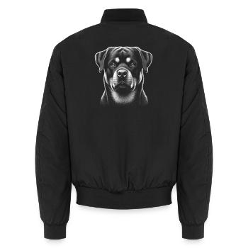 Rottweiler mignon comme portrait photoréaliste - Bomber unisexe - noir - Dos - AI Model Male 185 light (185cm)