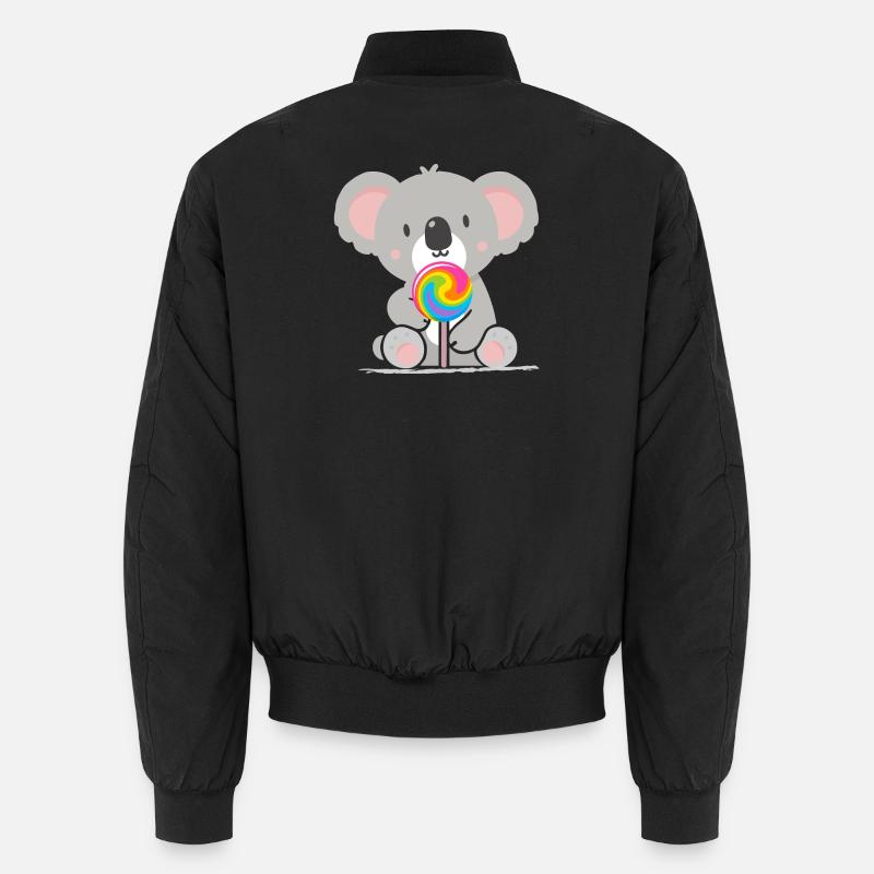 Niedlicher Koala mit einem bunten Lolli Unisex Bomberjacke