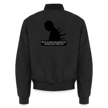 Mein Leben in Kürze - Unisex Bomberjacke - Schwarz - Hinten - AI Model Male 185 light (185cm)