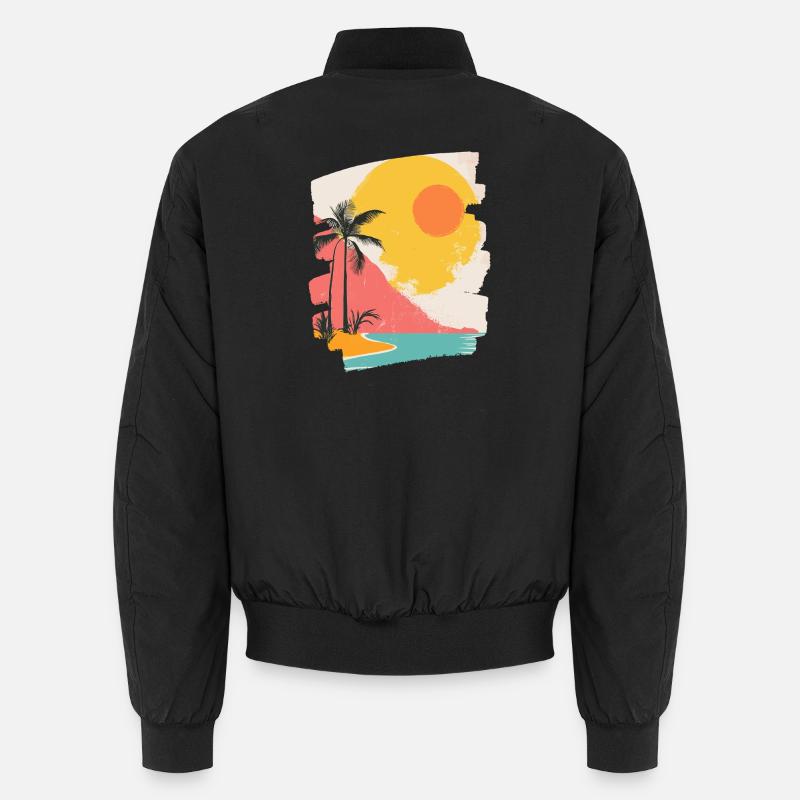 Summer Palm Tree Sunset - Unisex Bomber Jacket - black