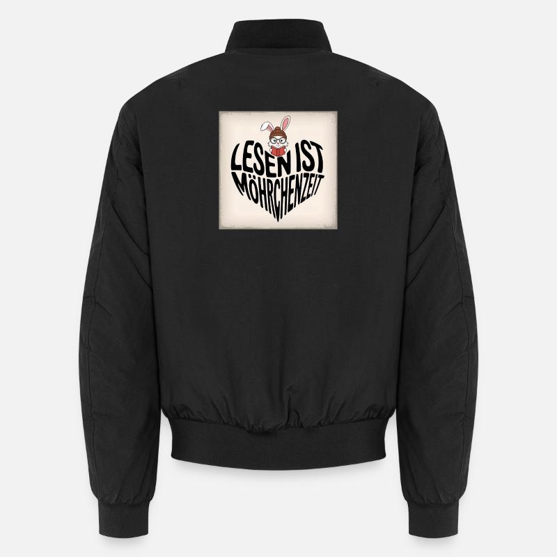 Lesezeit mit Hasencharme - Unisex Bomberjacke - Schwarz