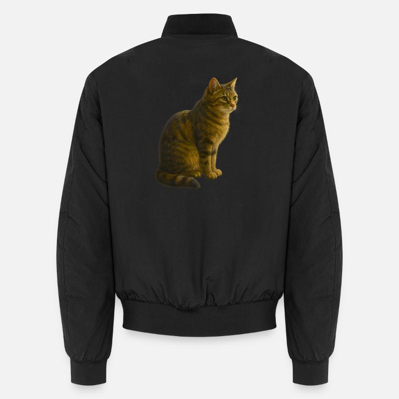 Sitzende, getigerte Katze - Unisex Bomberjacke - Schwarz