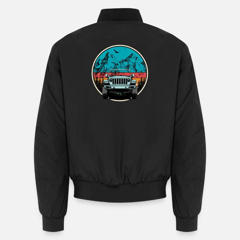 Berg-Jeep-Abenteuer-Illustration Unisex Bomberjacke