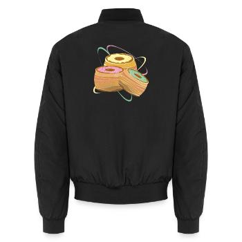 Trois Cronuts – Illustration avec une douce séduction - Bomber unisexe - noir - Dos - AI Model Male 185 light (185cm)