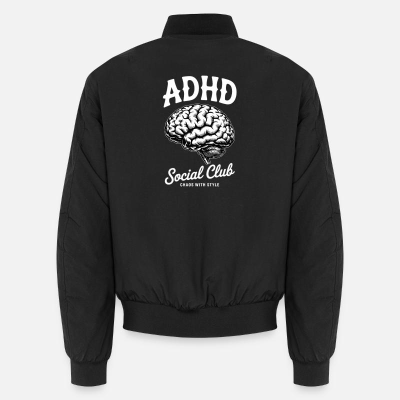 ADHD Brain Social Club Chaos - Unisex Bomber Jacket - black
