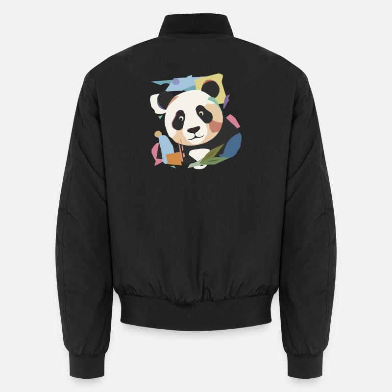 Happy panda in a modern collage look Unisex Bomber Jacket