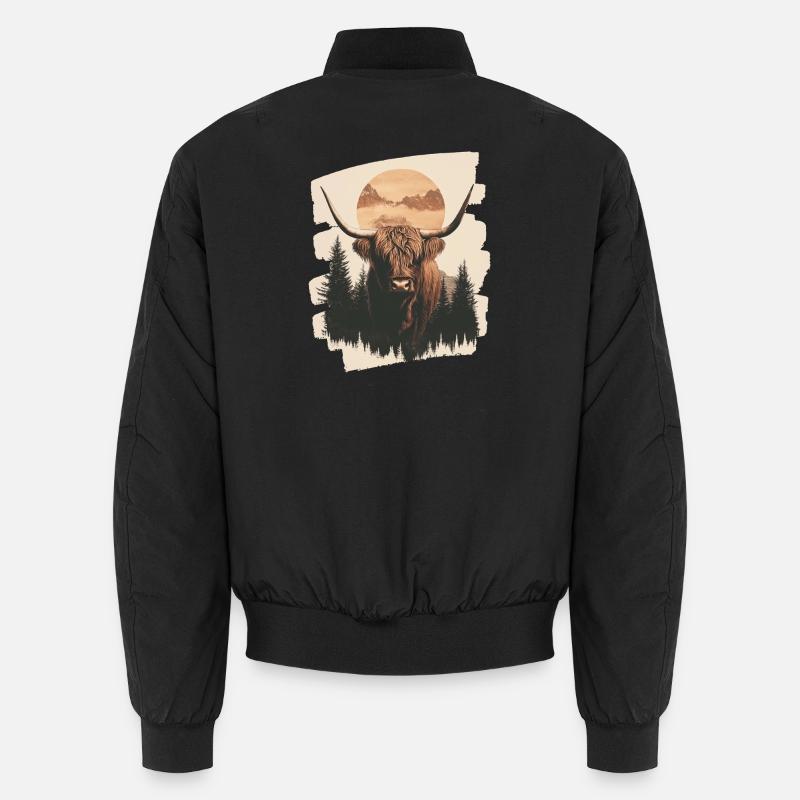 Scottish Highland cattle - Unisex Bomber Jacket - black