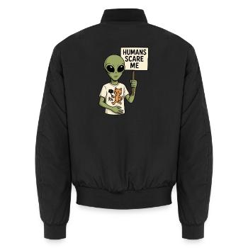 Alien Extraterrestre avec de l’humour - Les humains me font peur - Bomber unisexe - noir - Dos - AI Model Male 185 light (185cm)