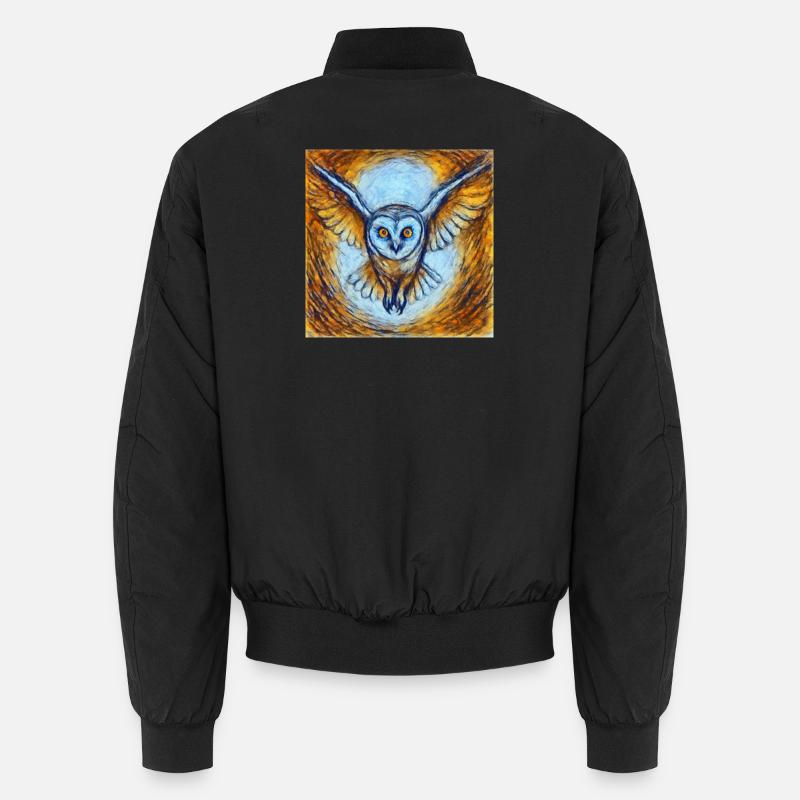 Glowing owl in flight Unisex Bomber Jacket