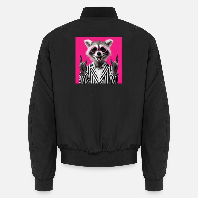 Waschbär mit Doppel Rock Handgeste Unisex Bomberjacke