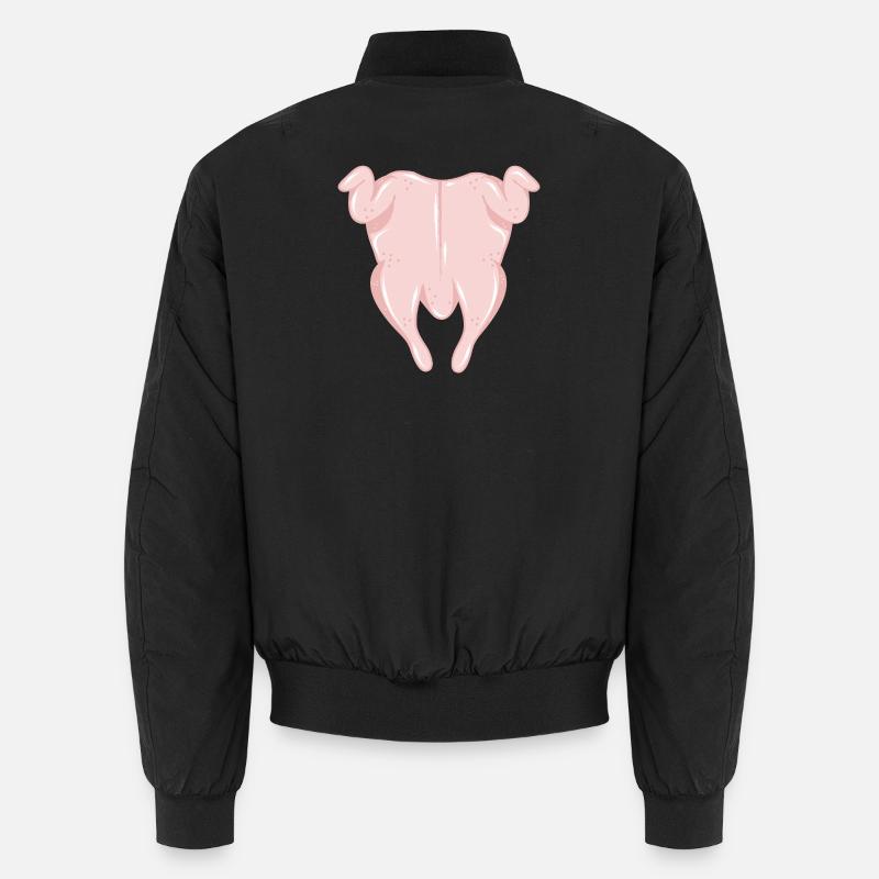 Rohes Brathähnchen – humorvolle Küchenillustration Unisex Bomberjacke