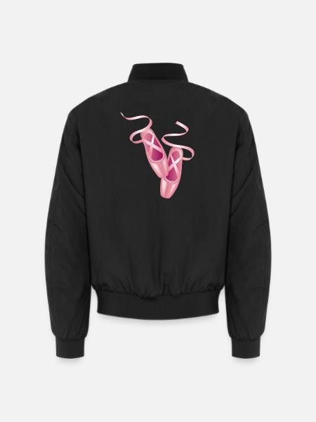 Rosa Ballettschuhe & Satinband-Elegantes Tanzmotiv - Unisex Bomberjacke - Schwarz