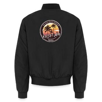 Mazatlán Mexico Sunset Design - Unisex Bomber Jacket - black - Back - AI Model Male 185 light (185cm)