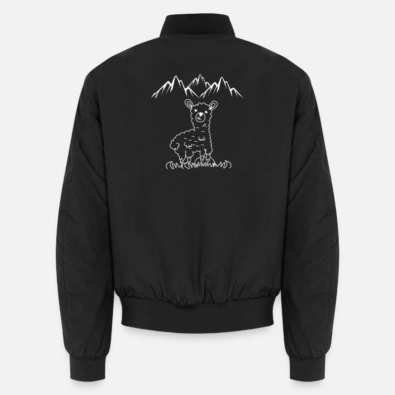Alpaka in Berglandschaft Unisex Bomberjacke
