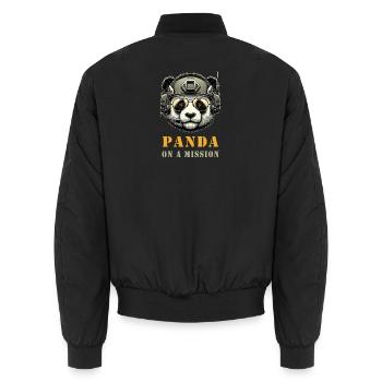 Panda en mission / Militaire - Bomber unisexe - noir - Dos - AI Model Male 185 light (185cm)