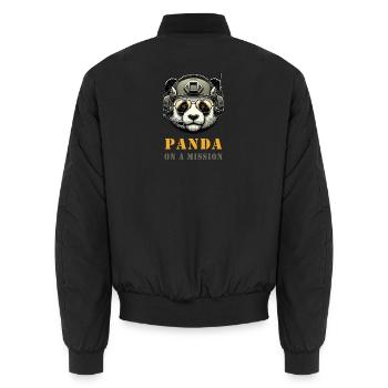 Panda en mission / Militaire - Bomber unisexe - noir - Dos - AI Model Male 185 light (185cm)