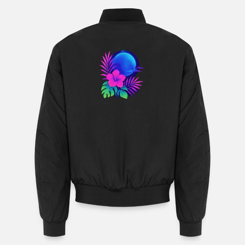 Neon Tropic Moon - Unisex Bomberjacke - Schwarz
