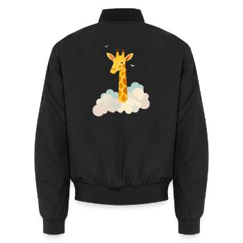 Douce girafe au-dessus des nuages – Motif onirique - Bomber unisexe - noir - Dos - AI Model Male 185 light (185cm)