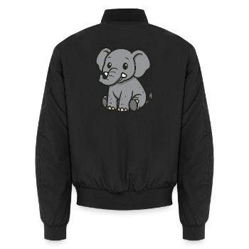 Niedlicher Cartoon-Elefant – Sanfter Riese - Unisex Bomberjacke - Schwarz - Hinten - AI Model Male 185 light (185cm)