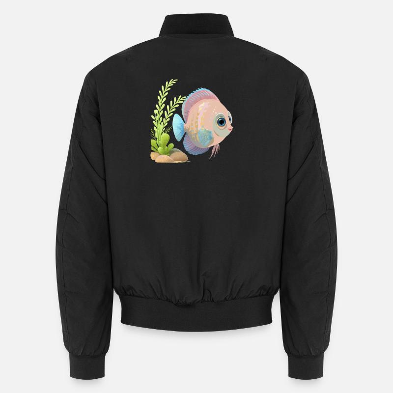 Bunte Diskusfische in der Nähe von Pflanzen Unisex Bomberjacke