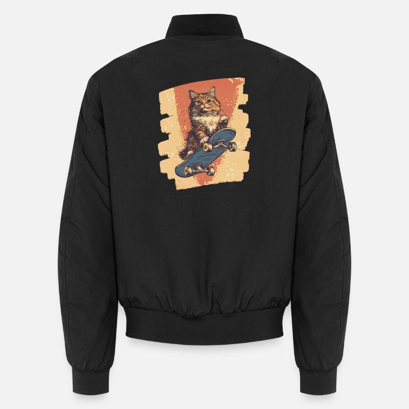 Skateboard Katze - Unisex Bomberjacke - Schwarz