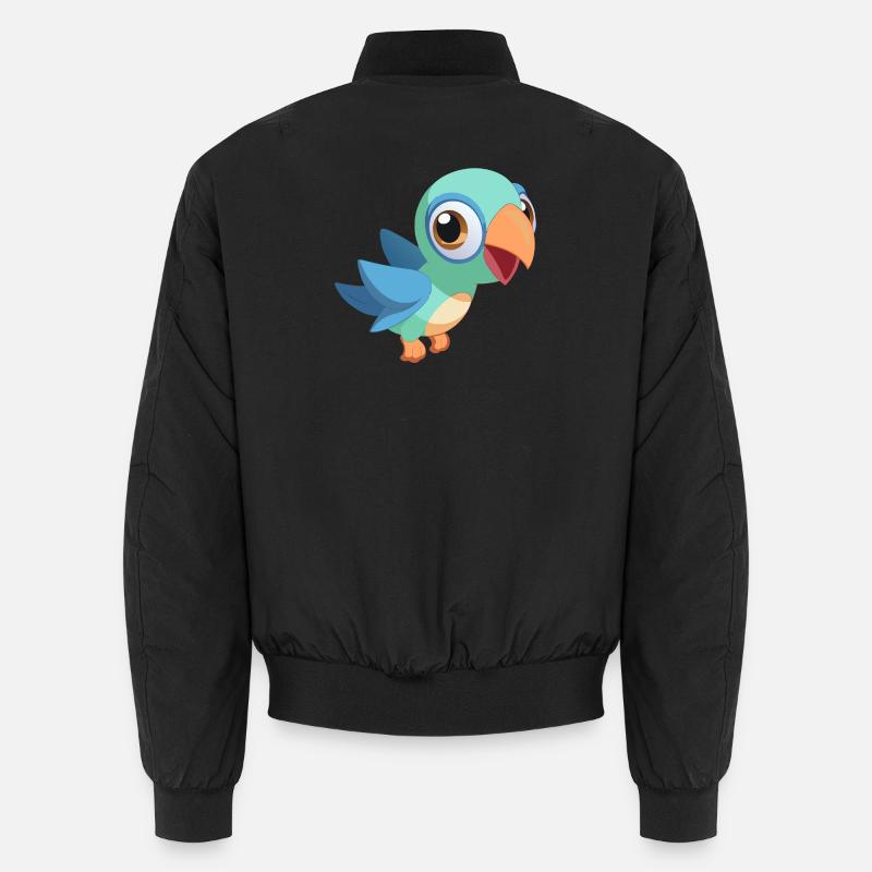Bébé perroquet coloré en plein vol (v02) Bomber unisexe