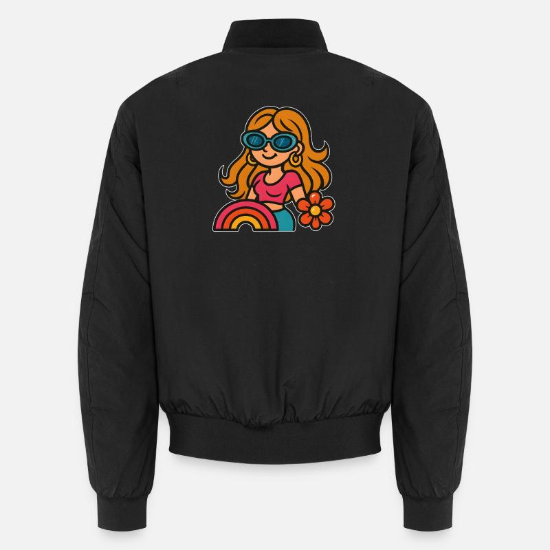Fille d’été rétro - Look Flower Power Bomber unisexe