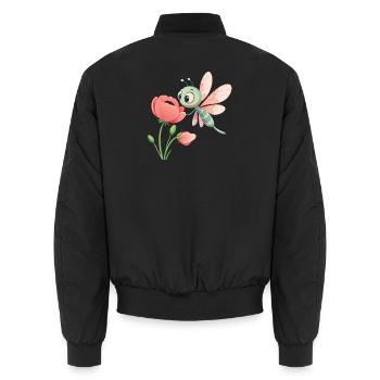 Baby Bunte Libelle In Der Nähe Einer Blume (V03) - Unisex Bomberjacke - Schwarz - Hinten - AI Model Male 185 light (185cm)