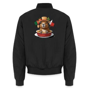Capybara charmant dans des nouilles festives - Bomber unisexe - noir - Dos - AI Model Male 185 light (185cm)