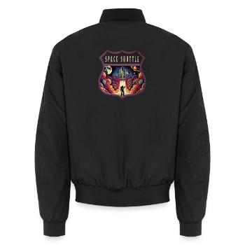 Colorful Atronaut Coat of Arms Design - Unisex Bomber Jacket - black - Back - AI Model Male 185 light (185cm)