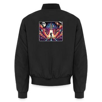 Astronaut Space Mission Design - Unisex Bomber Jacket - black - Back - AI Model Male 185 light (185cm)